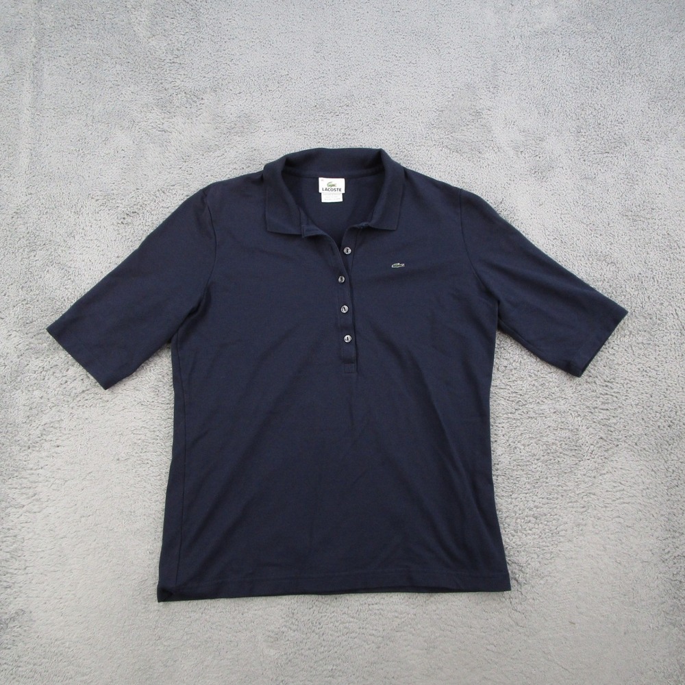 Lacoste Womens Navy Blue Short Sleeve Pique Polo Shirt Size 46 4811L